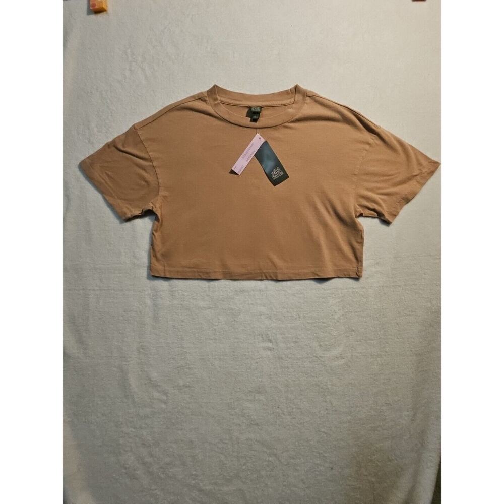 Wild Fable Women's Short Sleeve Cropped T-shirt (Brown)- Size Small
